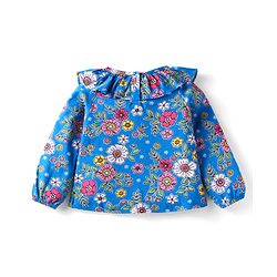 Babyhug Full Peasant Sleeves Top With Floral Print - Blue