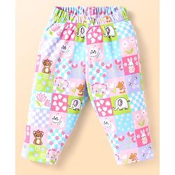Babyhug Cotton Knit Full Sleeves Co-ords Night Suit with Animal Print - Pink