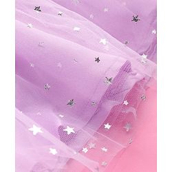 Babyhug Woven Frill Sleeves Foil Printed A  Line Party Frock with Bow Applique - Lilac