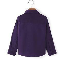 Babyhug Cotton Woven Full Sleeves Party Shirt Solid Colour with Pintuck Design & Bow - Purple