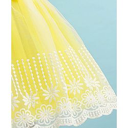 Babyhug Woven Full Puffed Sleeves Fit & Flare Floral Embroidered Frock with Shrug - Lemon Yellow