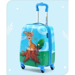 Babyhug Kid's Small 1 Day Trip Trolley Bag Tiger Print Blue -18 Inches| Shock Resistant| Telescopic Handle| Water Resistant| Easy Zipper Closure| Durable Swivel Wheels