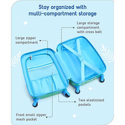 Babyhug Kid's Small 1 Day Trip Trolley Bag Tiger Print Blue -18 Inches| Shock Resistant| Telescopic Handle| Water Resistant| Easy Zipper Closure| Durable Swivel Wheels