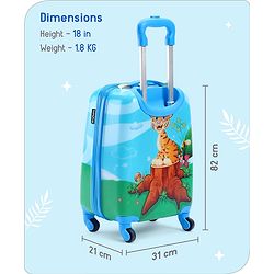 Babyhug Kid's Small 1 Day Trip Trolley Bag Tiger Print Blue -18 Inches| Shock Resistant| Telescopic Handle| Water Resistant| Easy Zipper Closure| Durable Swivel Wheels