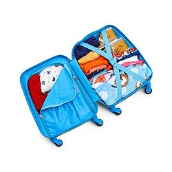 Babyhug Kid's Small 1 Day Trip Trolley Bag Tiger Print Blue -18 Inches| Shock Resistant| Telescopic Handle| Water Resistant| Easy Zipper Closure| Durable Swivel Wheels