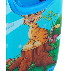 Babyhug Kid's Small 1 Day Trip Trolley Bag Tiger Print Blue -18 Inches| Shock Resistant| Telescopic Handle| Water Resistant| Easy Zipper Closure| Durable Swivel Wheels