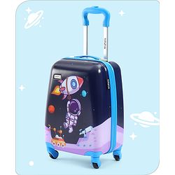 Babyhug Kid's Small 1 Day Trip Trolley Bag Space Theme Print Purple -18 Inches