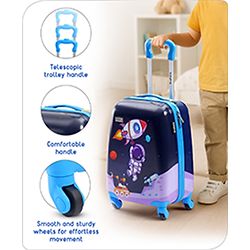 Babyhug Kid's Small 1 Day Trip Trolley Bag Space Theme Print Purple -18 Inches