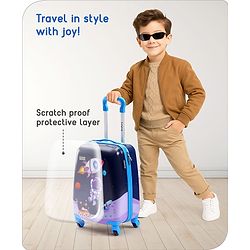 Babyhug Kid's Small 1 Day Trip Trolley Bag Space Theme Print Purple -18 Inches