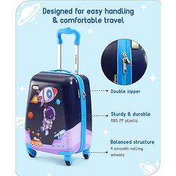 Babyhug Kid's Small 1 Day Trip Trolley Bag Space Theme Print Purple -18 Inches
