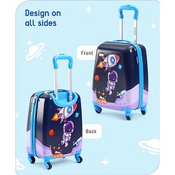 Babyhug Kid's Small 1 Day Trip Trolley Bag Space Theme Print Purple -18 Inches
