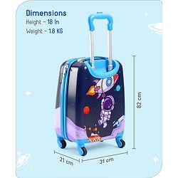 Babyhug Kid's Small 1 Day Trip Trolley Bag Space Theme Print Purple -18 Inches