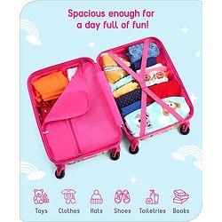 Babyhug Kid's Small 1 Day Trip Trolley Bag Tiger Print Blue -18 Inches| Shock Resistant| Telescopic Handle| Water Resistant| Easy Zipper Closure| Durable Swivel Wheels