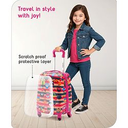 Babyhug Kid's Small 1 Day Trip Trolley Bag Tiger Print Blue -18 Inches| Shock Resistant| Telescopic Handle| Water Resistant| Easy Zipper Closure| Durable Swivel Wheels