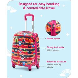 Babyhug Kid's Small 1 Day Trip Trolley Bag Tiger Print Blue -18 Inches| Shock Resistant| Telescopic Handle| Water Resistant| Easy Zipper Closure| Durable Swivel Wheels