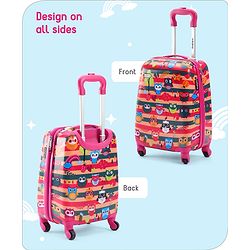 Babyhug Kid's Small 1 Day Trip Trolley Bag Tiger Print Blue -18 Inches| Shock Resistant| Telescopic Handle| Water Resistant| Easy Zipper Closure| Durable Swivel Wheels