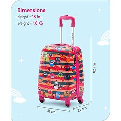 Babyhug Kid's Small 1 Day Trip Trolley Bag Tiger Print Blue -18 Inches| Shock Resistant| Telescopic Handle| Water Resistant| Easy Zipper Closure| Durable Swivel Wheels