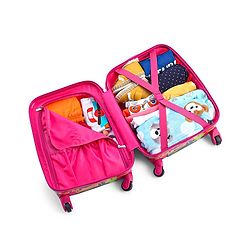 Babyhug Kid's Small 1 Day Trip Trolley Bag Tiger Print Blue -18 Inches| Shock Resistant| Telescopic Handle| Water Resistant| Easy Zipper Closure| Durable Swivel Wheels