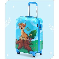 Babyhug Kid's Small 1 Day Trip Trolley Bag Loin Print Blue -20 Inches