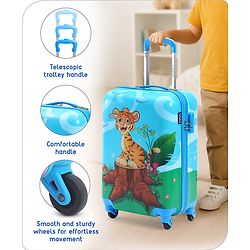 Babyhug Kid's Small 1 Day Trip Trolley Bag Loin Print Blue -20 Inches