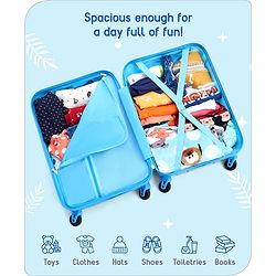 Babyhug Kid's Small 1 Day Trip Trolley Bag Loin Print Blue -20 Inches