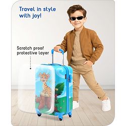 Babyhug Kid's Small 1 Day Trip Trolley Bag Loin Print Blue -20 Inches