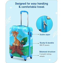 Babyhug Kid's Small 1 Day Trip Trolley Bag Loin Print Blue -20 Inches