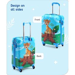 Babyhug Kid's Small 1 Day Trip Trolley Bag Loin Print Blue -20 Inches