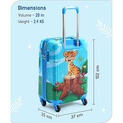 Babyhug Kid's Small 1 Day Trip Trolley Bag Loin Print Blue -20 Inches