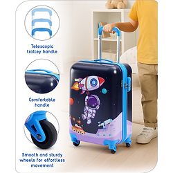 Babyhug Kid's Small 1 Day Trip Trolley Bag Loin Print Blue -20 Inches