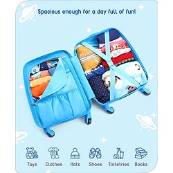 Babyhug Kid's Small 1 Day Trip Trolley Bag Loin Print Blue -20 Inches