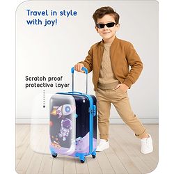 Babyhug Kid's Small 1 Day Trip Trolley Bag Loin Print Blue -20 Inches