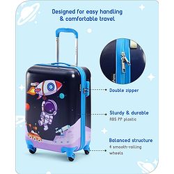 Babyhug Kid's Small 1 Day Trip Trolley Bag Loin Print Blue -20 Inches