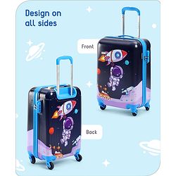 Babyhug Kid's Small 1 Day Trip Trolley Bag Loin Print Blue -20 Inches