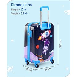 Babyhug Kid's Small 1 Day Trip Trolley Bag Loin Print Blue -20 Inches
