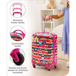 Babyhug Kid's Small 1 Day Trip Trolley Bag Loin Print Blue -20 Inches