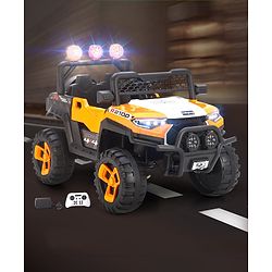 Babyhug RANGER 4X4 Battery Operated Ride On Jeep with Music & LED Lights - Olive Green| Forward & Reverse Drive| Wide Comfortable Seat| Rechargeable Battery| Remote Control| Pre-loaded Music with USB & AUX| Easy to Assemble| Wide Comfortable Seat| Ea