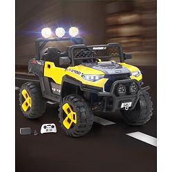Babyhug RANGER 4X4 Battery Operated Ride On Jeep with Music & LED Lights - Red| Forward & Reverse Drive| Wide Comfortable Seat| Rechargeable Battery| Remote Control| Pre-loaded Music with USB & AUX| Easy to Assemble| Wide Comfortable Seat| Easy to Op