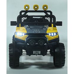 Babyhug RANGER 4X4 Battery Operated Ride On Jeep with Music & LED Lights - Red| Forward & Reverse Drive| Wide Comfortable Seat| Rechargeable Battery| Remote Control| Pre-loaded Music with USB & AUX| Easy to Assemble| Wide Comfortable Seat| Easy to Op