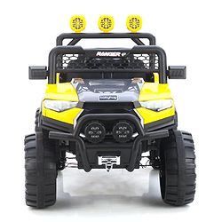 Babyhug RANGER 4X4 Battery Operated Ride On Jeep with Music & LED Lights - Red| Forward & Reverse Drive| Wide Comfortable Seat| Rechargeable Battery| Remote Control| Pre-loaded Music with USB & AUX| Easy to Assemble| Wide Comfortable Seat| Easy to Op