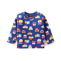 Babyhug Cotton Knit Full Sleeves Night Suit with Vehicle Print - Navy Blue