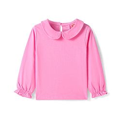 Babyhug Woven Full Sleeves Solid Colour Top with Floral Embroidered Denim Peter Pan Collared Frock   - Pink & Blue