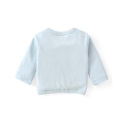 Babyhug Cotton Knit Full Sleeves Front Open Night Suit With Stripes & Planet Print - Light Blue