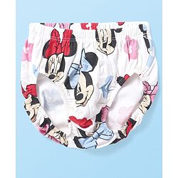 Babyhug Disney Single Jersey Knit Full Sleeves Frock With Minnie Mouse Graphics Bloomer & Headband - White