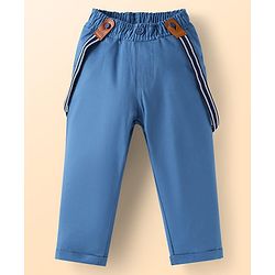 Babyhug Single Jersey Knit Full Sleeves Animal Printed Shirt & Trouser Set with Suspender - Blue