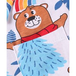 Babyhug Single Jersey Knit Full Sleeves Animal Printed Shirt & Trouser Set with Suspender - Blue