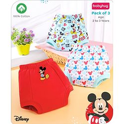 Babyhug Disney Mickey Mouse Print Training Pant Pack of 3 (suitalble for age group 2-3 years)- Red