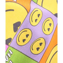 Babyhug Terry Knit Half Sleeves Smiley Printed Hooded T-Shirt & Shorts Set with Front Zipper  - Pink& Yellow