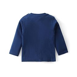 Babyhug Cotton Knit Full Sleeves Night Suit With Checks & Varsity Print - Navy