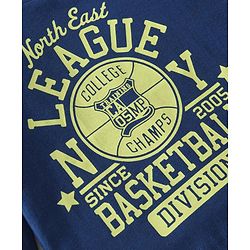 Babyhug Cotton Knit Full Sleeves Night Suit With Checks & Varsity Print - Navy